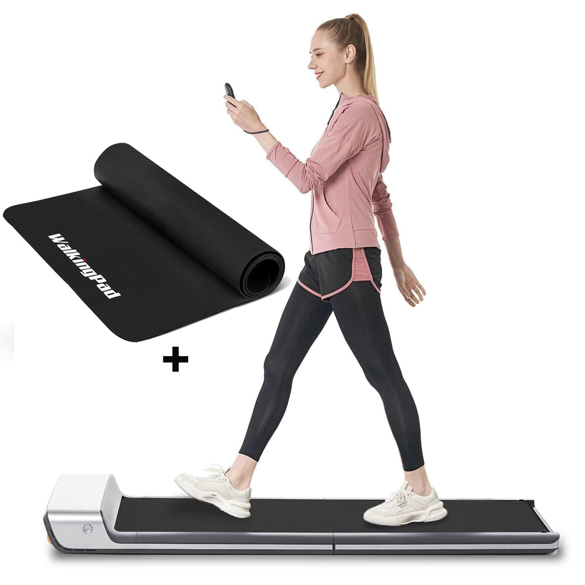 WalkingPad P1 tapis de marche installé sur un tapis de sol