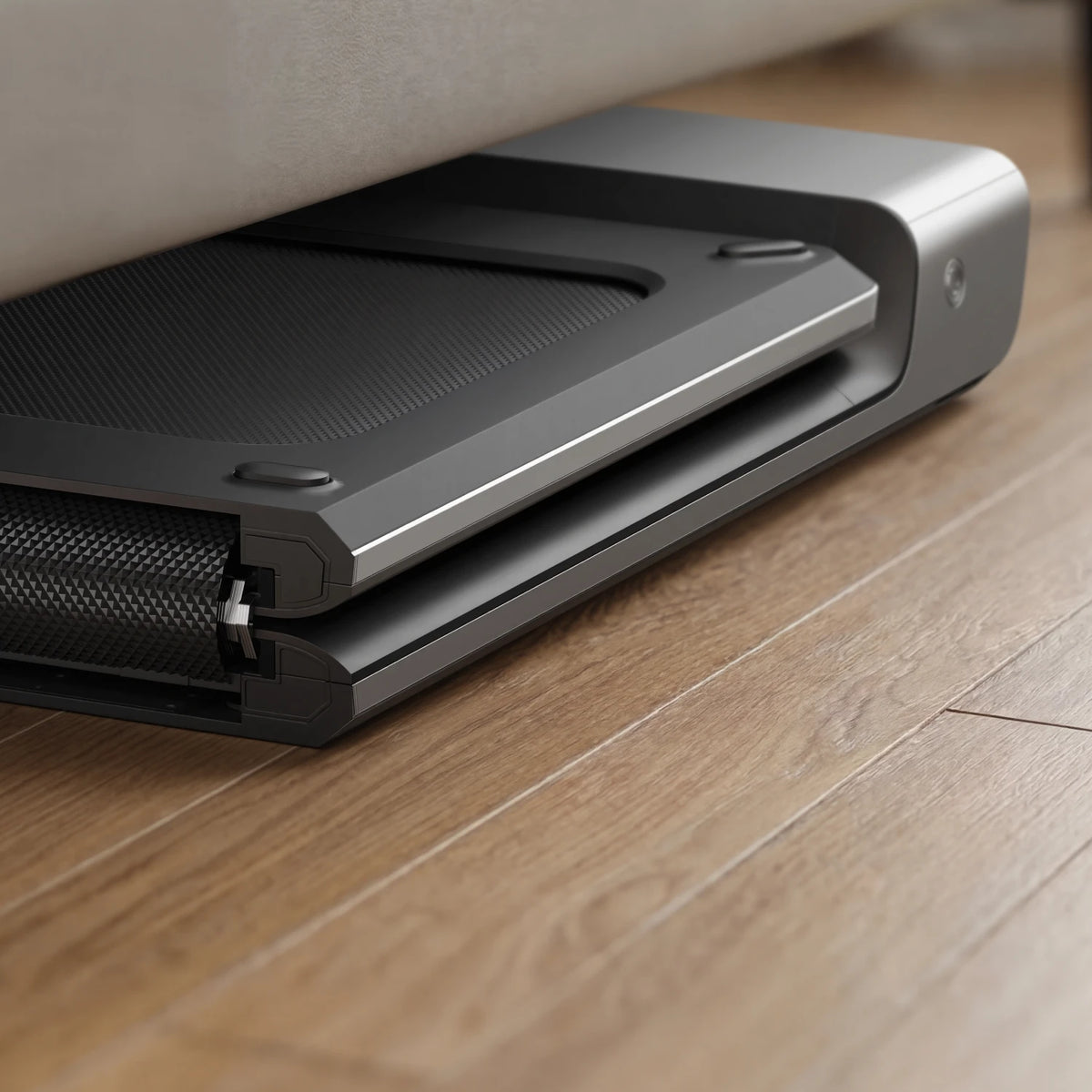WalkingPad P1 tapis de marche plié debout contre un mur
