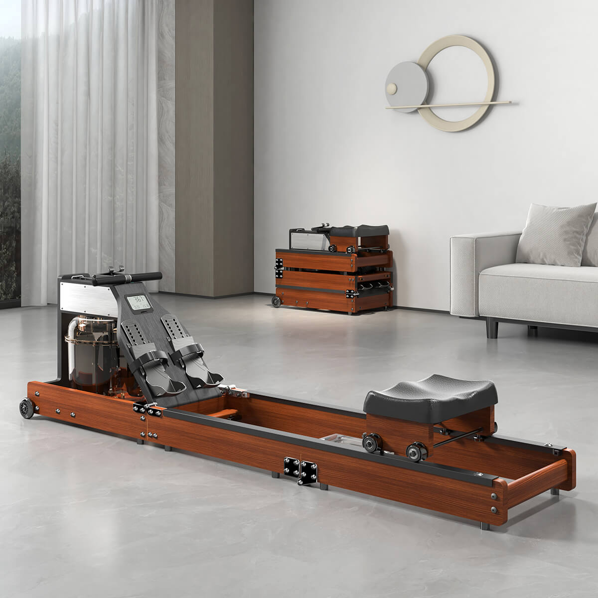 Rameur à eau pour cardiotraining water-rower pliant pour salle de fitness Rameur à eau pour cardiotraining water-rower pliant pour salle de fitness